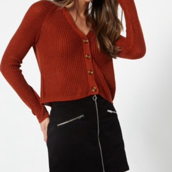 Rue21 Sweaters - Rue 21 Burnt Orange Cropped Cardigan